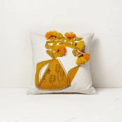 Floral Watering Pitcher Square Throw Pillow With Tassels - Opalhouse™ Designed With Jungalow™ -Opalhouse Store GUEST 295bbf4a 7932 4570 9c93 22f266108cb5