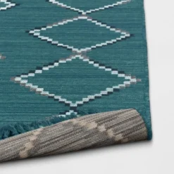 7' X 10' Soft Moroccan Woven Tapestry With Double Knot Fringe Outdoor Rug Teal - Opalhouse™ -Opalhouse Store GUEST 3a15645d 40e3 4c67 92df d55f6ad30a10 1