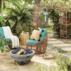 Topanga Club Chair With Ottoman - Blue/Brown - Opalhouse⢠Designed With Jungalowā¢