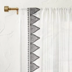 1pc Light Filtering Diamond Border Window Curtain Panel White - Opalhouse™ Designed With Jungalow™ -Opalhouse Store GUEST 7192bb6b 2dca 4ad8 a530 ba36b505b13d