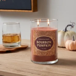 21.5oz Lidded Glass Jar 2-Wick Bourbon Pumpkin Candle - Opalhouseā¢