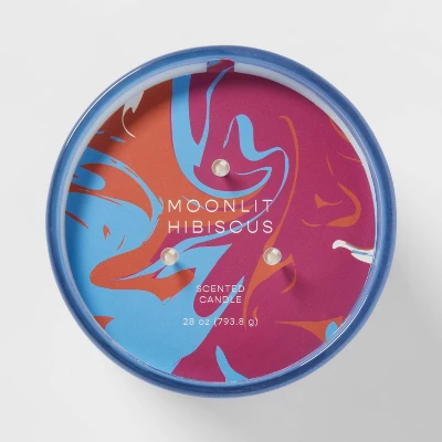 28oz Glass Moonlit Hibiscus Candle Light Blue - Opalhouse™ 5 28oz Glass Moonlit Hibiscus Candle Light Blue - Opalhouse™ - Image 3