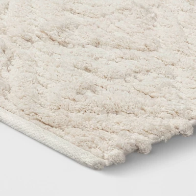 Textured Diamond Shag Bath Rug Cream - Opalhouse™ 2 Textured Diamond Shag Bath Rug Cream - Opalhouse™