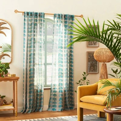 1pc Sheer Vines Burnout Window Curtain Panel Green - Opalhouse™ Designed With Jungalow™ 3 1pc Sheer Vines Burnout Window Curtain Panel Green - Opalhouse™ Designed With Jungalow™